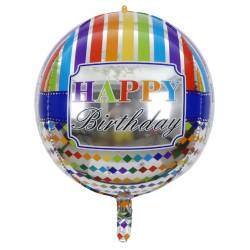 Globo orb Rayas Happy Birthday